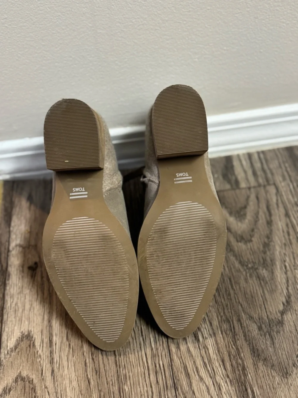 Women's Taupe Suede Ankle Bootie with Block Heel - Picture 3 of 4